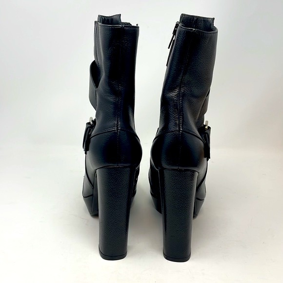 Giancarlo Paoli Women Black Genuine Leather Heels Boots Size 7.5 Make in Italy - Picture 4 of 8